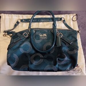 COACH Teal Signature Satchel with Gloss Handles And Wallet!